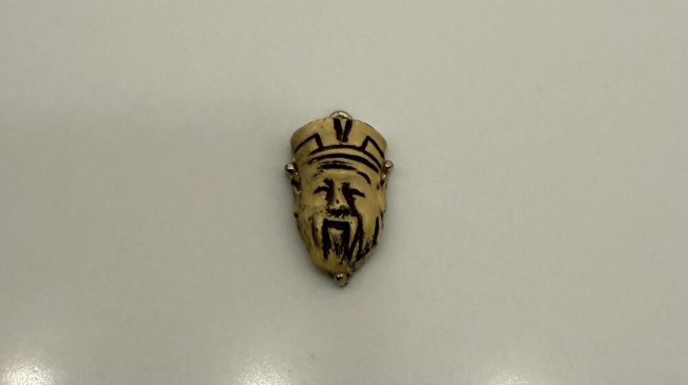 Vintage Asian Carved Bearded Man Face Pendant Charm Figural Jewelry